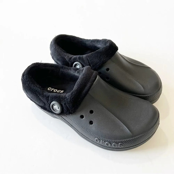 Crocs Black Clogs‎ Fuzzy Lined Unisex Men’s 9 Women’s 11 Warm Removable Liner - Picture 2 of 10